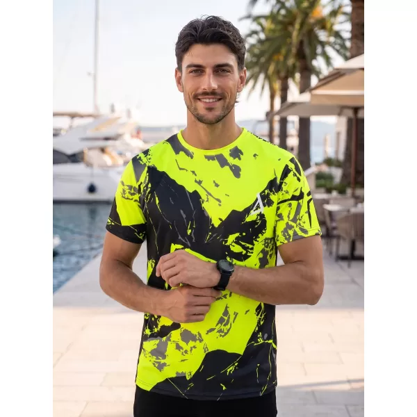  Pánské tričko premium ALTISPORT VOJ/ALM131TR01 FLUO YELLOW/ČERNÁ 