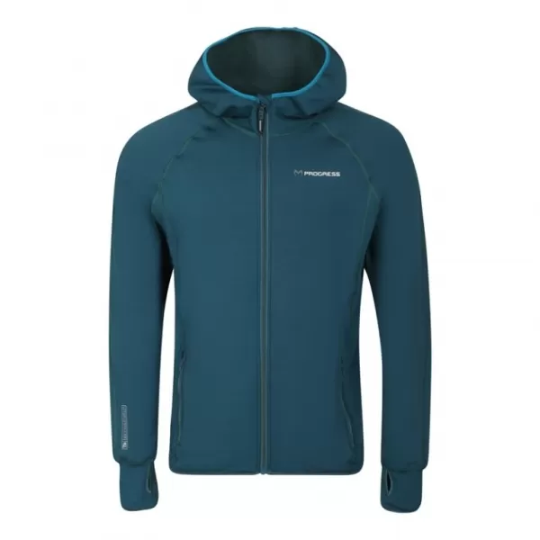  Pánská mikina Progress TOREZ MERINO HOODY funkční kapucí ZELENÁ 