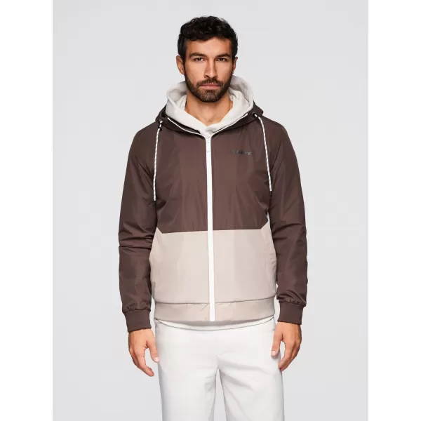  Pánská bunda OMBRE OM-JANP-0242 BROWN AND BEIGE 