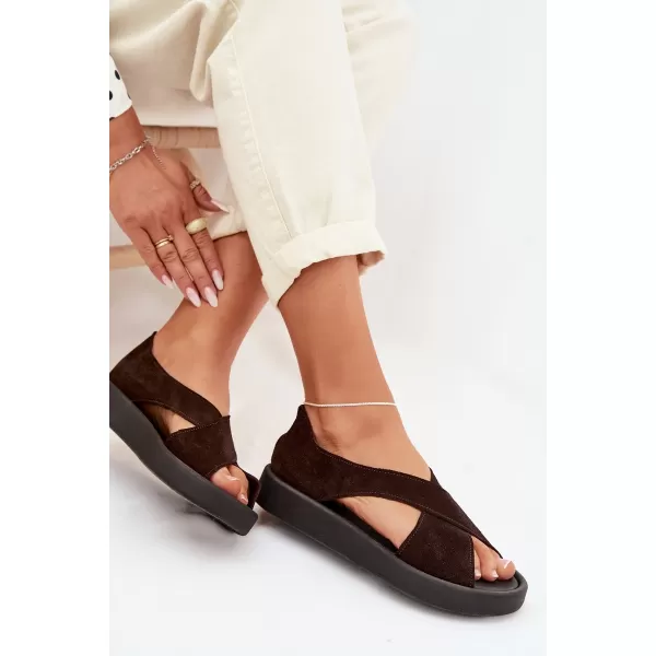  Dámské sandály ZAZOO 3196 DARK BROWN 