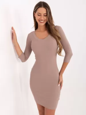 Dámské šaty RUE PARIS RV-SK-5579.71 DARK BEIGE