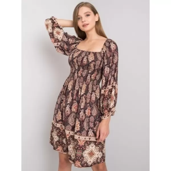  Dámské šaty OCH BELLA TW-SK-BI-H3748.22X DARK BROWN 