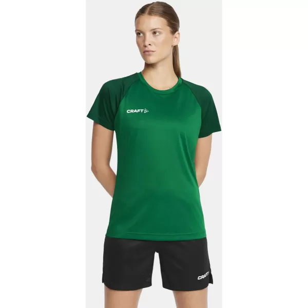  Dámské kontrastní sportovní tričko CRAFT TW Squad Go Contrast Jersey W TÝMOVĚ ZELENÁ/ZELENÁ 