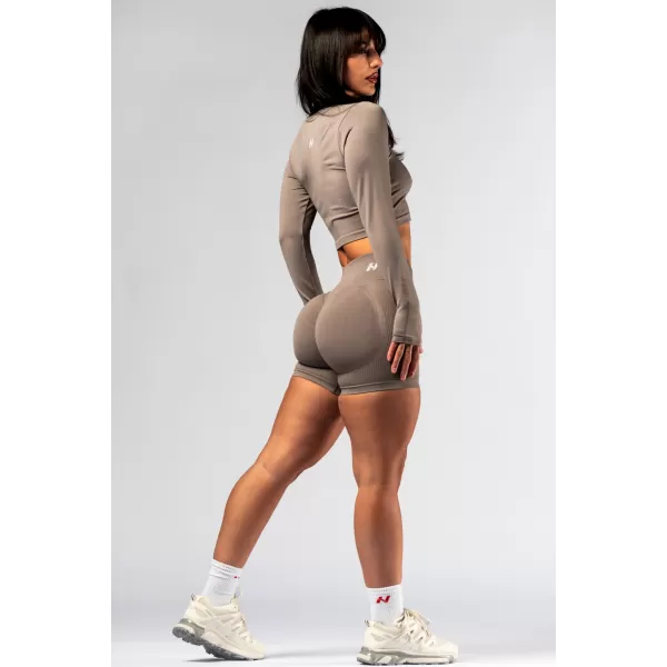  NEBBIA High-waist push-up šortky POWER 893 LIGHT BROWN ASH 