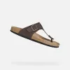 Pánské pantofle GEOX SANDAL GHITA G002573 TMAVĚ HNĚDÁ