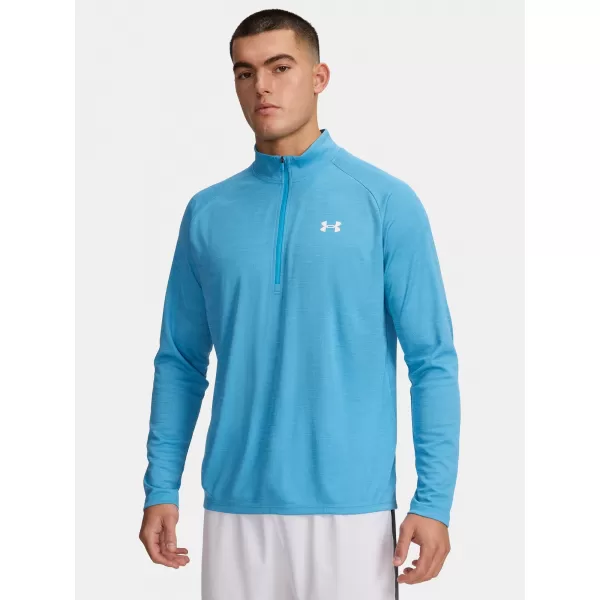  Pánské triko UNDER ARMOUR UA TECH TEXTURED 1/2 ZIP 1382797-453 MODRÁ 