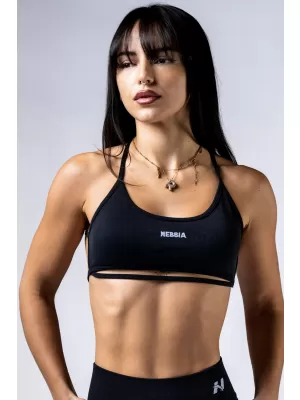 NEBBIA Open-back sportovní podprsenka POWER 890 BLACK