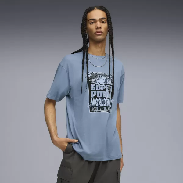  Pánské triko PUMA GRAPHIC WORLD TOUR TEE 632112-34 COOL BLUE 