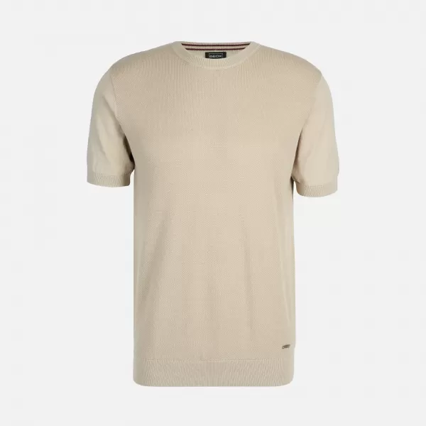  Pánské triko GEOX KNIT G012316 BÉŽOVÁ 