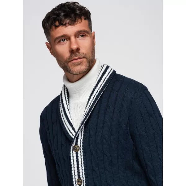  Pánský kardigan OMBRE OM-SWCD-0152 NAVY BLUE 