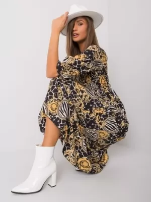 Dámské šaty ITALY MODA DHJ-SK-13965-1.61P BLACK AND YELLOW