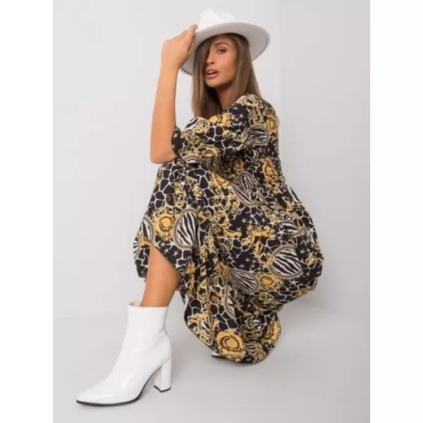  Dámské šaty ITALY MODA DHJ-SK-13965-1.61P BLACK AND YELLOW 