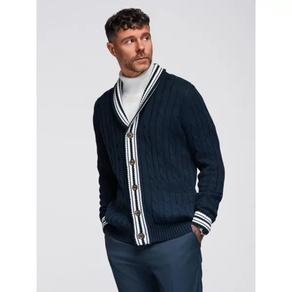  Pánský kardigan OMBRE OM-SWCD-0152 NAVY BLUE 