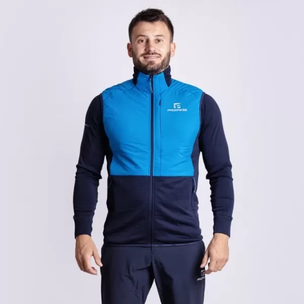  Pánská vesta PROGRESS TORSTEN VEST HYBRIDNÍ MERINO MODRÁ 