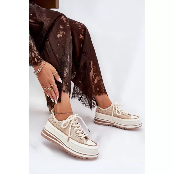 Dámské tenisky S.BARSKI BF51-101 BEIGE 