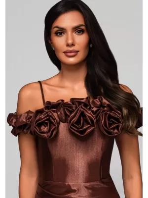 Dámské šaty LARICA LA-OM-DLR213 BROWN