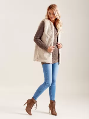 Dámská vesta WOOL FASHION ITALIA AT-KZ-4102-1.20P LIGHT BEIGE