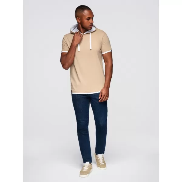  Pánské triko OMBRE OM-TSCT-0256 BEIGE 
