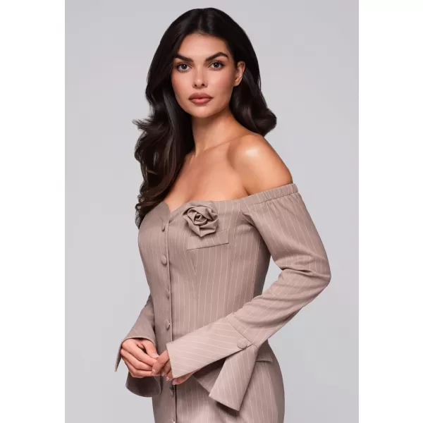  Dámské šaty LARICA LA-OM-DLR221 BEIGE 