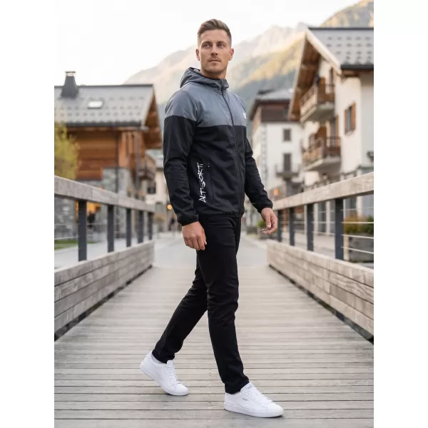  Pánská softshellová bunda premium ALTISPORT VOJ/ALM051JACK01 ŠEDOČERNÁ 