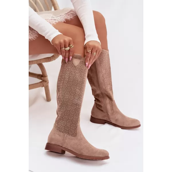  Dámské kozačky S.BARSKI HY61-8022 BEIGE 