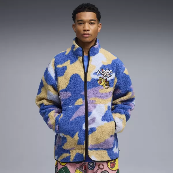  Pánské bunda PUMA DYLAN POLAR FLEECE JACKET 632826-01 CANVAS/AOP 