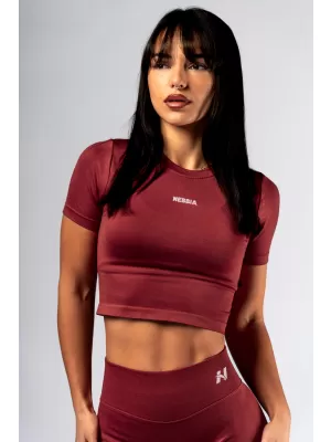 NEBBIA Seamless crop top s krátkým rukávem POWER 891 RED