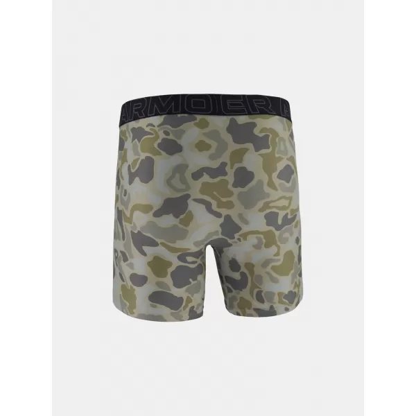  Pánské boxerky UNDER ARMOUR UA PERFORMANCE TECH - PRINT 6IN - 1PK 1383875-069 TITANIUM 