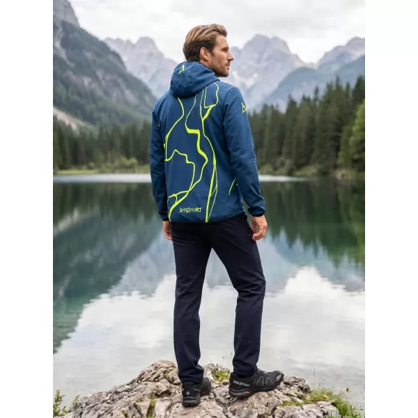  Pánská softshellová bunda premium ALTISPORT VOJ/ALM073JACK01 NÁMOŘNÍ MODRÁ/NEON YELLOW 