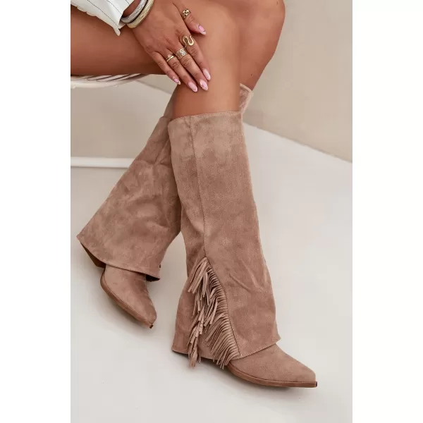  Dámské boty na podpatku BOTO ZALIA 38568 KHAKI 