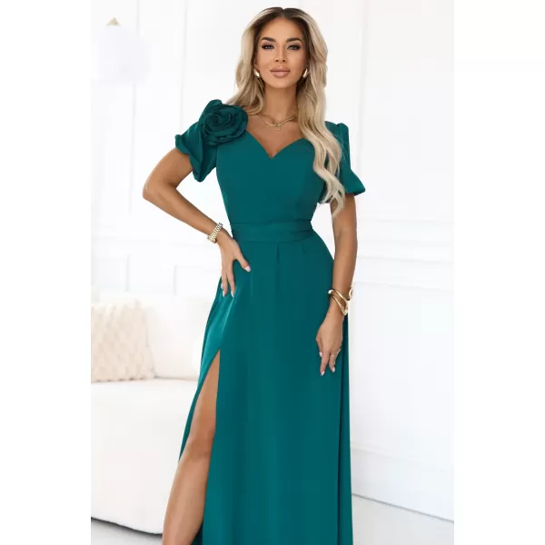  Dámské šaty NUMOCO 653-1 LAHVOVĚ ZELENÁ 