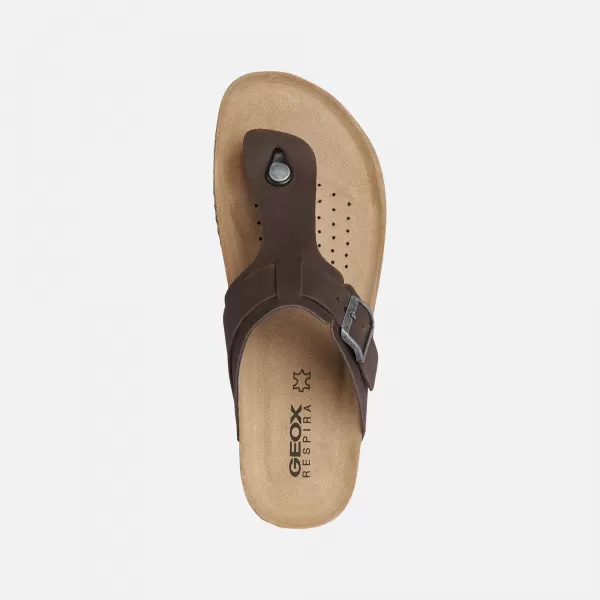  Pánské pantofle GEOX SANDAL GHITA G002573 TMAVĚ HNĚDÁ 