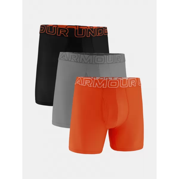  Pánské boxerky UNDER ARMOUR UA PERFORMANCE TECH MESH - SOLID 6IN - 1383884-690 ORANŽOVÁ 