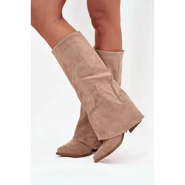  Dámské boty na podpatku BOTO ZALIA 38568 KHAKI 