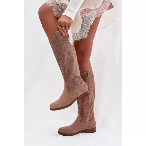  Dámské kozačky S.BARSKI HY61-8022 BEIGE 