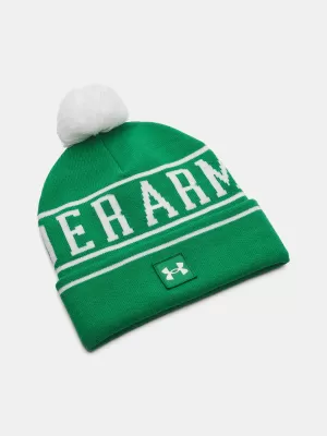 Pánská čepice UNDER ARMOUR M HALFTIME POM BEANIE 1386634-305 ZELENÁ