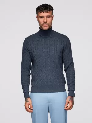 Pánský svetr OMBRE OM-SWTN-0157 NAVY BLUE