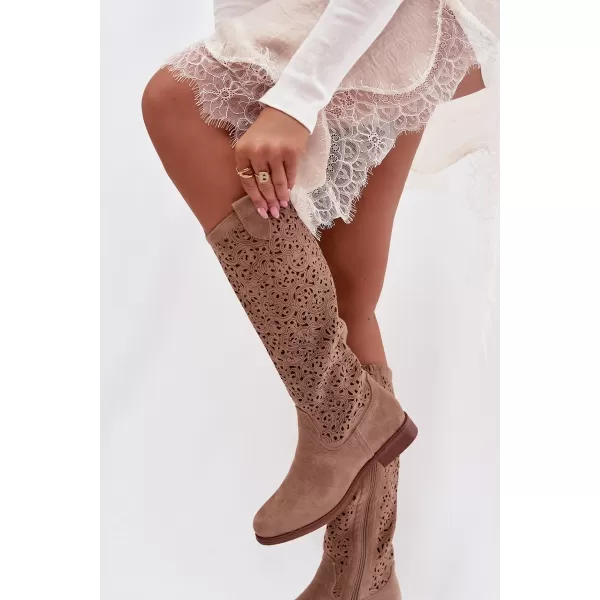  Dámské kozačky S.BARSKI HY61-8023 BEIGE 