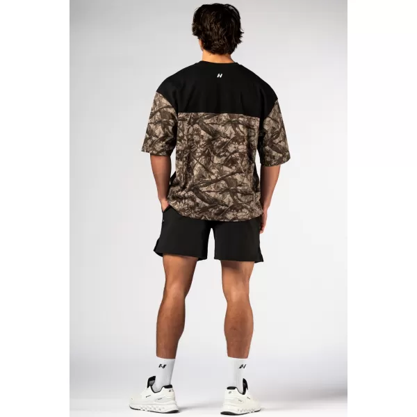  NEBBIA Oversized tričko POWER 898 LIGHT BROWN CAMO 