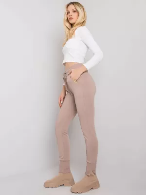 Dámské tepláky RUE PARIS RV-DR-7358.06P DARK BEIGE