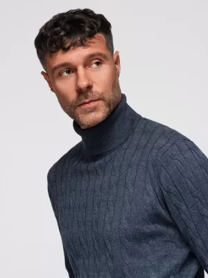 Pánský svetr OMBRE OM-SWTN-0157 NAVY BLUE