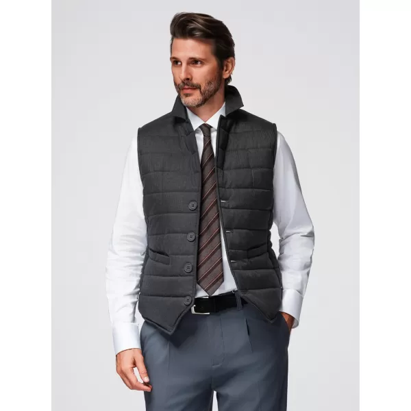 Pánská vesta OMBRE OM-JAVJ-0275 GRAPHITE MELANGE 