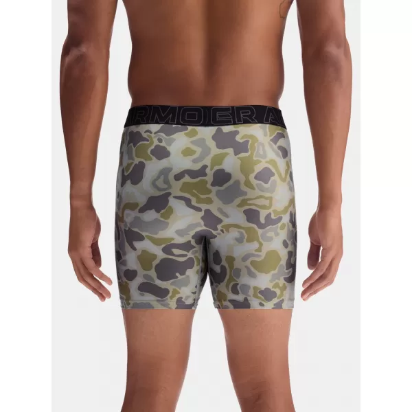  Pánské boxerky UNDER ARMOUR UA PERFORMANCE TECH - PRINT 6IN - 1PK 1383875-069 TITANIUM 