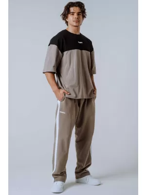 NEBBIA Oversized tričko POWER 898 LIGHT BROWN ASH