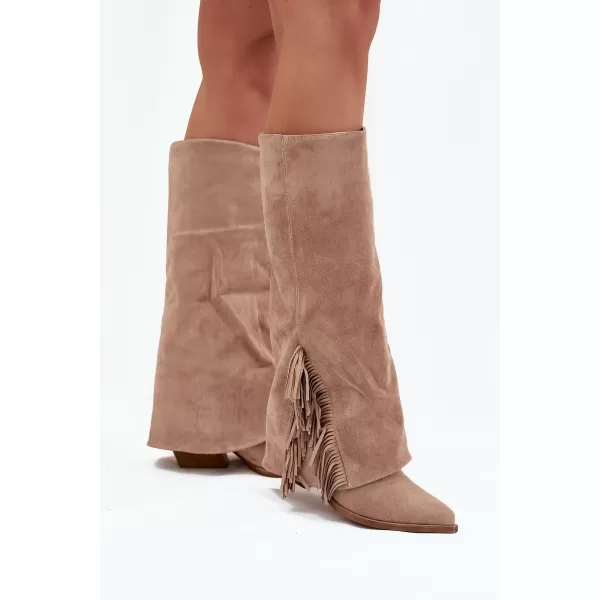  Dámské boty na podpatku BOTO ZALIA 38568 KHAKI 