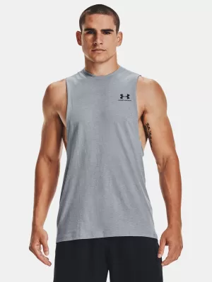Pánské tílko UNDER ARMOUR LEFT CHEST CUT OFF TANK 1329286-035 ŠEDÁ