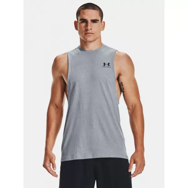  Pánské tílko UNDER ARMOUR LEFT CHEST CUT OFF TANK 1329286-035 ŠEDÁ 
