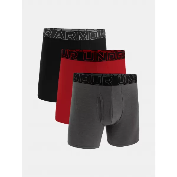  Pánské boxerky UNDER ARMOUR M PERF COTTON 6IN (3KS) 1383889-025 ŠEDÁ 