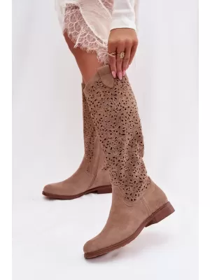 Dámské kozačky S.BARSKI HY61-8023 BEIGE