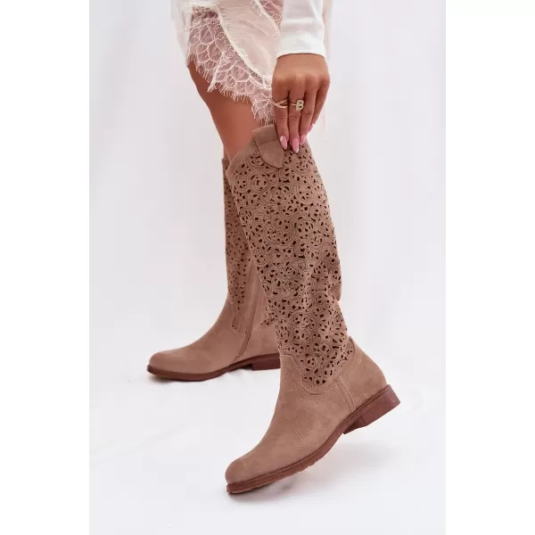  Dámské kozačky S.BARSKI HY61-8023 BEIGE 